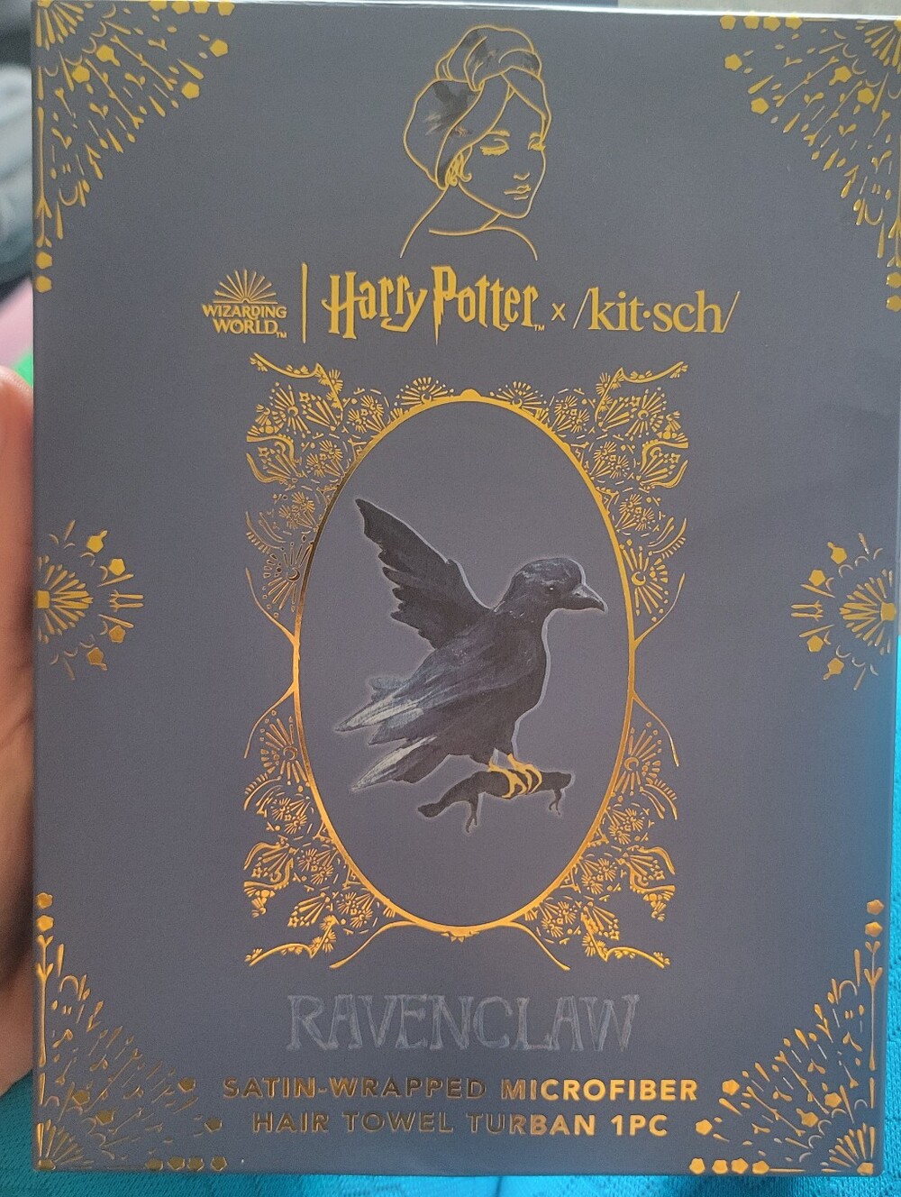 Harry Potter Ravenclaw Satin-Wrapped Microfiber Hair Towel Turban - Blue